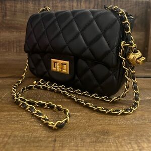 Quilted Crossbody Bag with Adjustable Ball Chain Strap